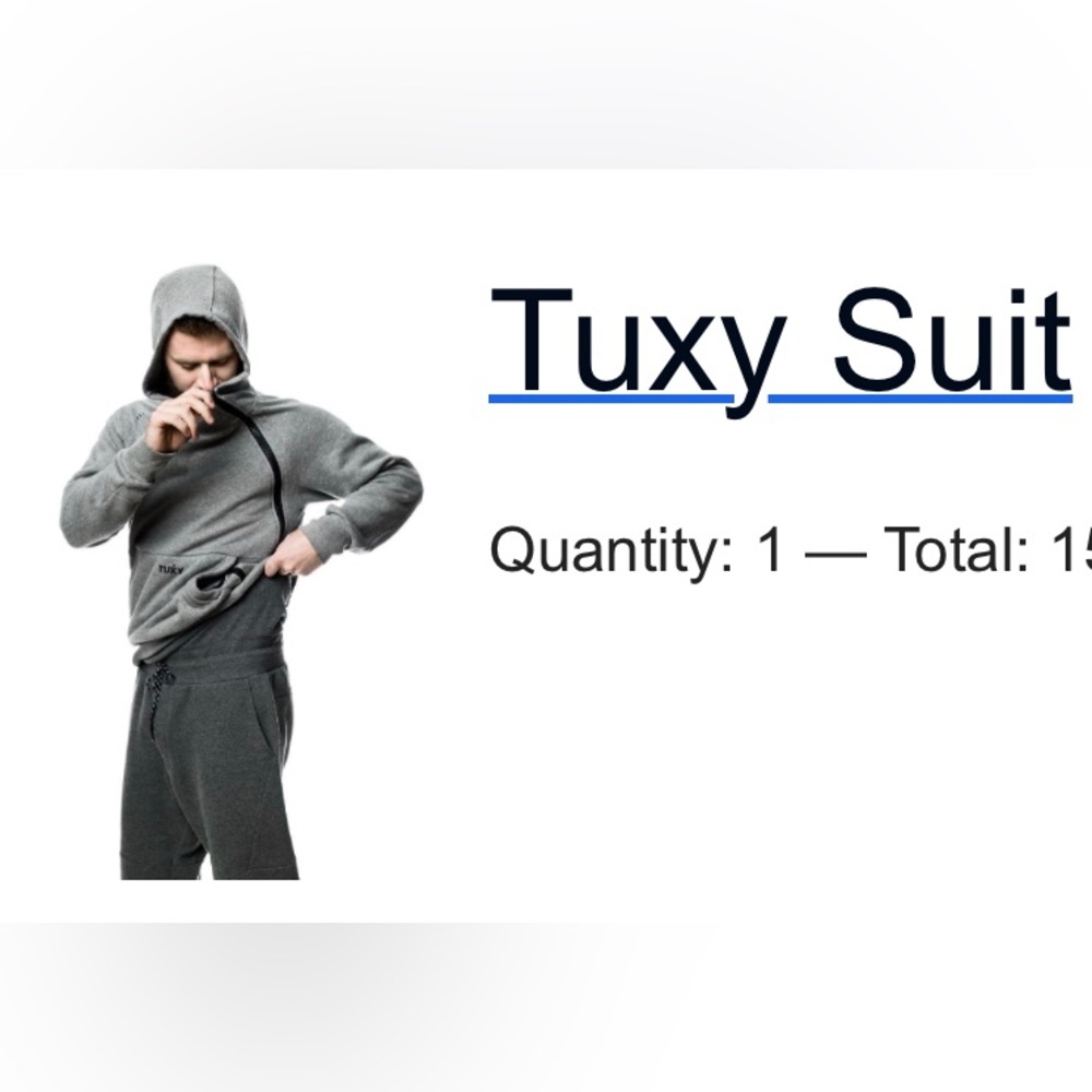 Tuxy is the fashionable onesie for active men and women.